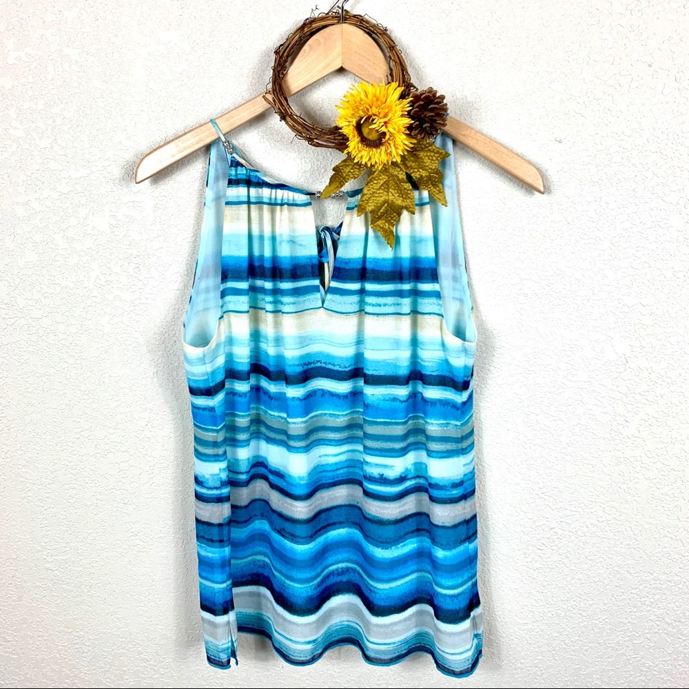 WHBM Sleeveless Halter Blouse - Oceans Blue NWOT